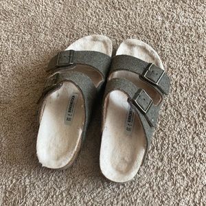 Olive wool birkenstocks